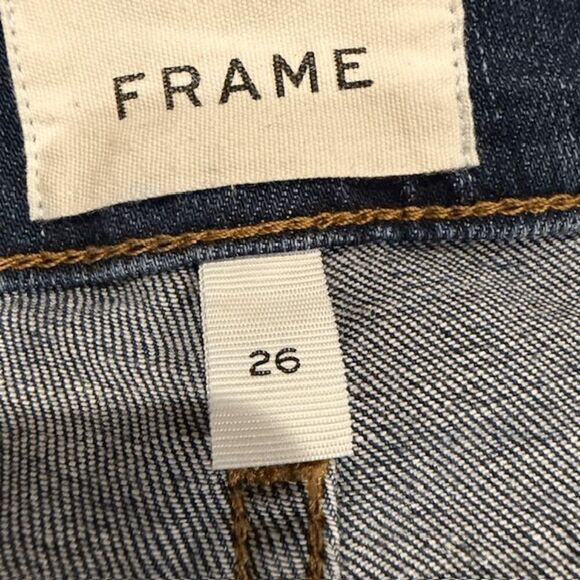 FRAME Le Cutoff Denim Shorts Azure Wash Jean Shorts Stretch Size 26 - Picture 7 of 11